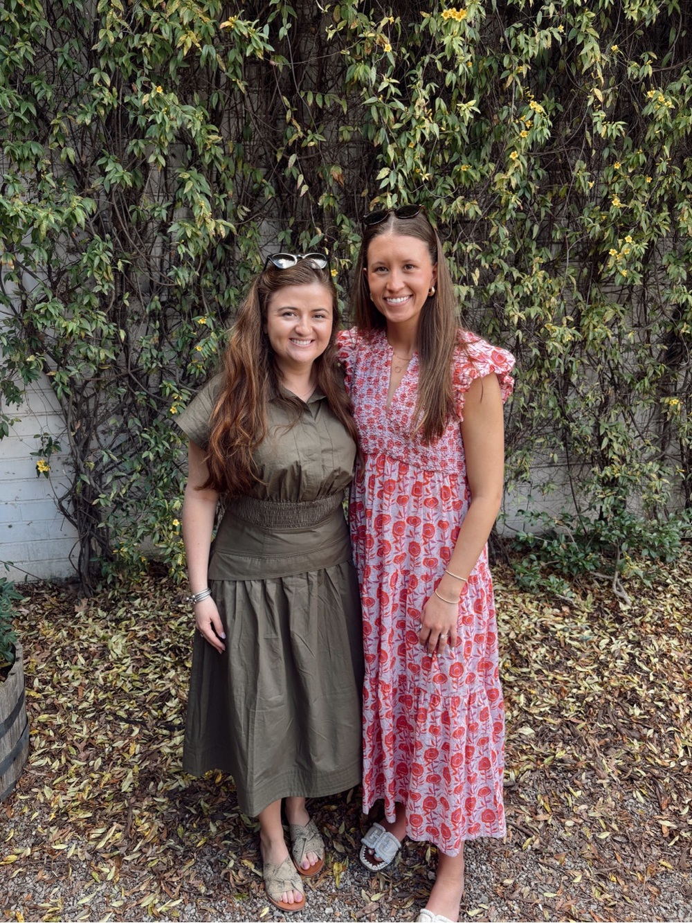 Saylor Smocked Floral Midi Dress in Pink and Red - Picture 4 of 4